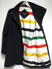 Pendleton CHARCOAL GRAY Cascade Wool Campbell Coat SMALL Stripe Satin Lining Zip