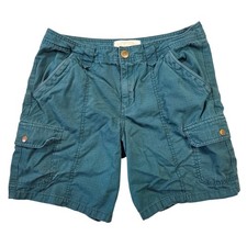 Eddie Bauer Teal Green Ripstop Cargo Shorts Womens 8 Cotton Utility Hiking 7in