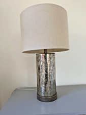 Stunning Metal Table Lamp with Linen Shade Large Statement Piece -Excellent!