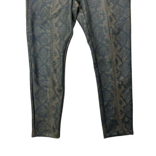 Pantalones ajustados Philosophy L marrón oliva estampado piel de serpiente imitación cuero nuevos con etiquetas - Imagen 3 de 10
