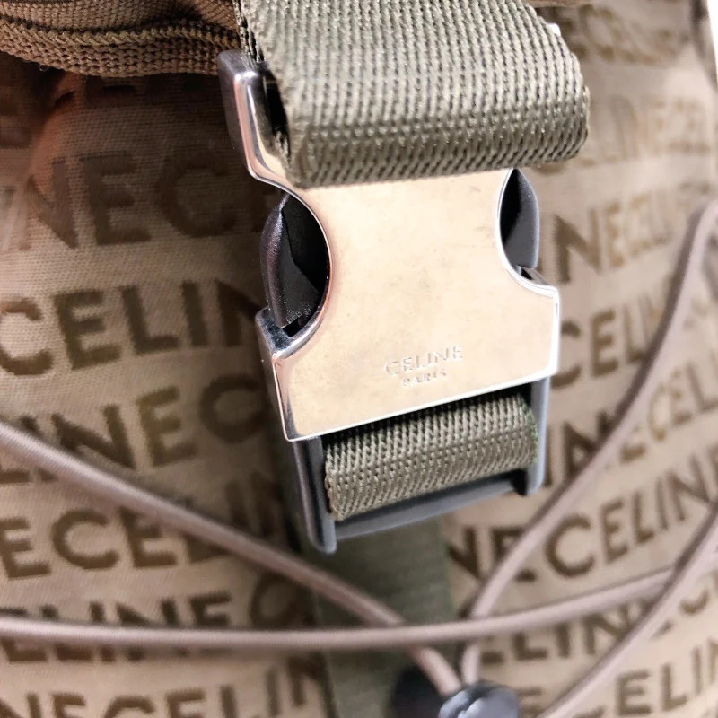 CELINE Medium Tracking Backpack 198462 Nylon Khak… - image 9