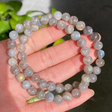 7.2mm 2pcs Natural Labradorite Rainbow Blue Yellow Light  Beads Bracelet