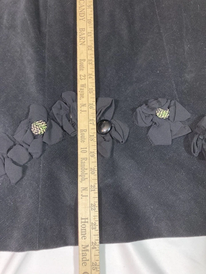 Falda para mujer Phoebe Couture negra aterciopelada línea A/verde botones a cuadros talla 8 Foto 2 de 4