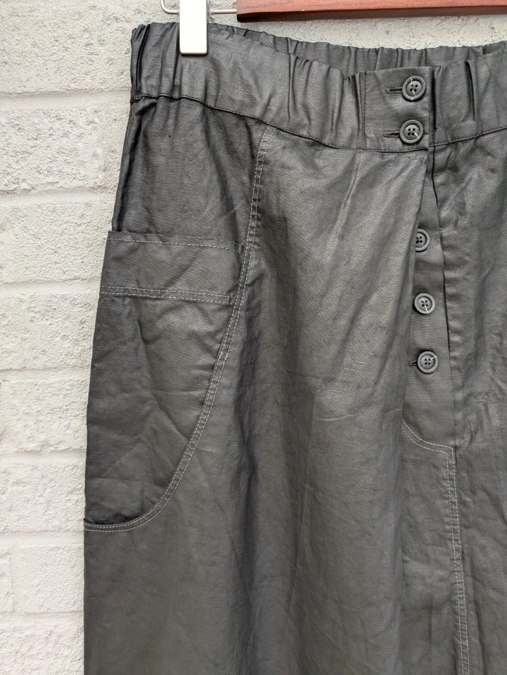 Culottes Avant Garde de pierna ancha de lino encerado negro Crea Concept UK 14 Foto 2 de 4