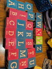 Uncle Goose Alphabet Wooden Blocks READ DESCRIPTION In Canvas Bag