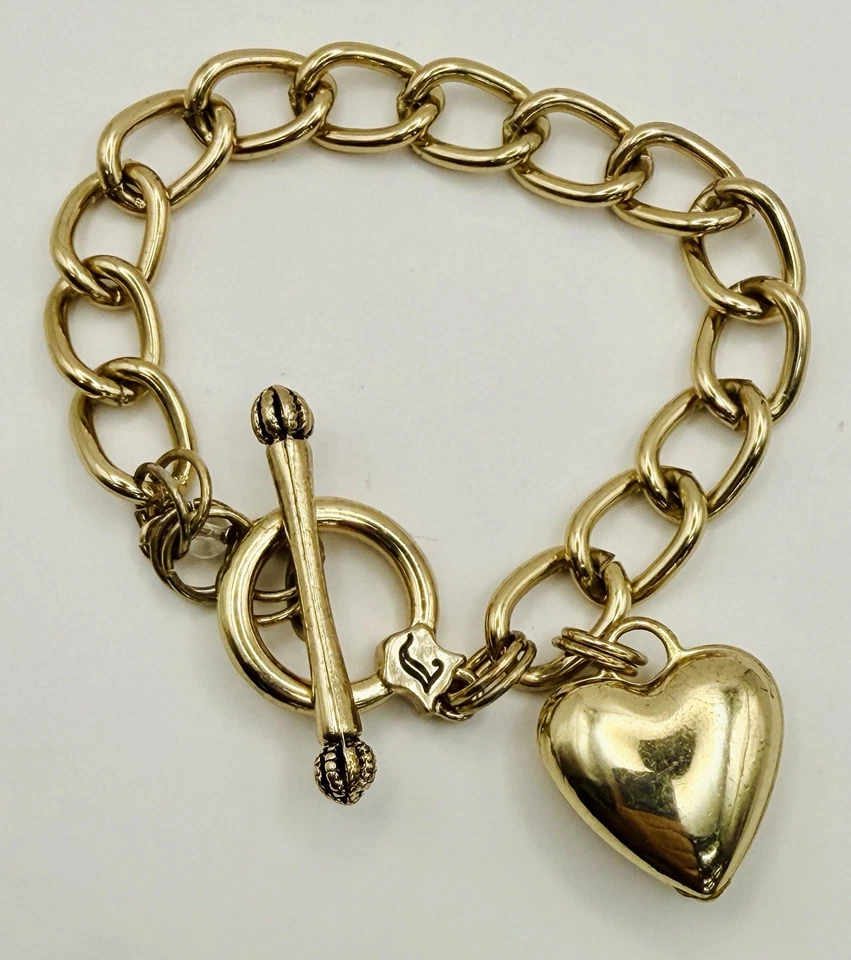 Juicy Couture браслет пухлое сердце переключатель застежка золотистый кубинский ссылка Y2K винтажный - Изображение 3 из 4