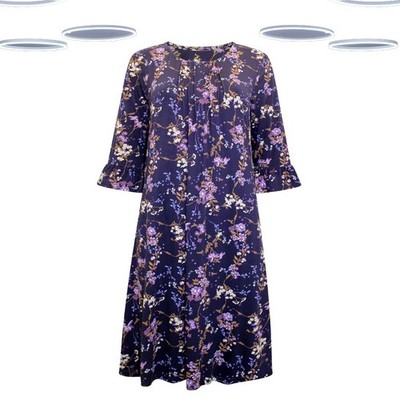 Ex Fat Face Women's Dress Purple 3/4 Sleeve Jersey Size 12