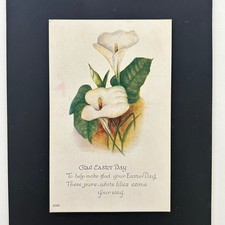 Vintage Easter Postcard White Lilies Floral Greeting Made in USA