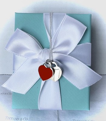 TIFFANY & Co~Return To Tiffany~ Red Double Heart Tag Pendant