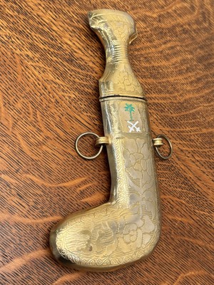 ジャンピーヤ　アラビア SAUDI ARABIA JAMBIYA JAMBYA VINTAGE GOLD ISLAMIC CURVED DAGGER
