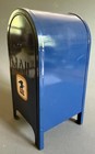 Vintage US Postal Service 9"  Blue Metal Mailbox Bank w/Key Very Good Condition — photo 9