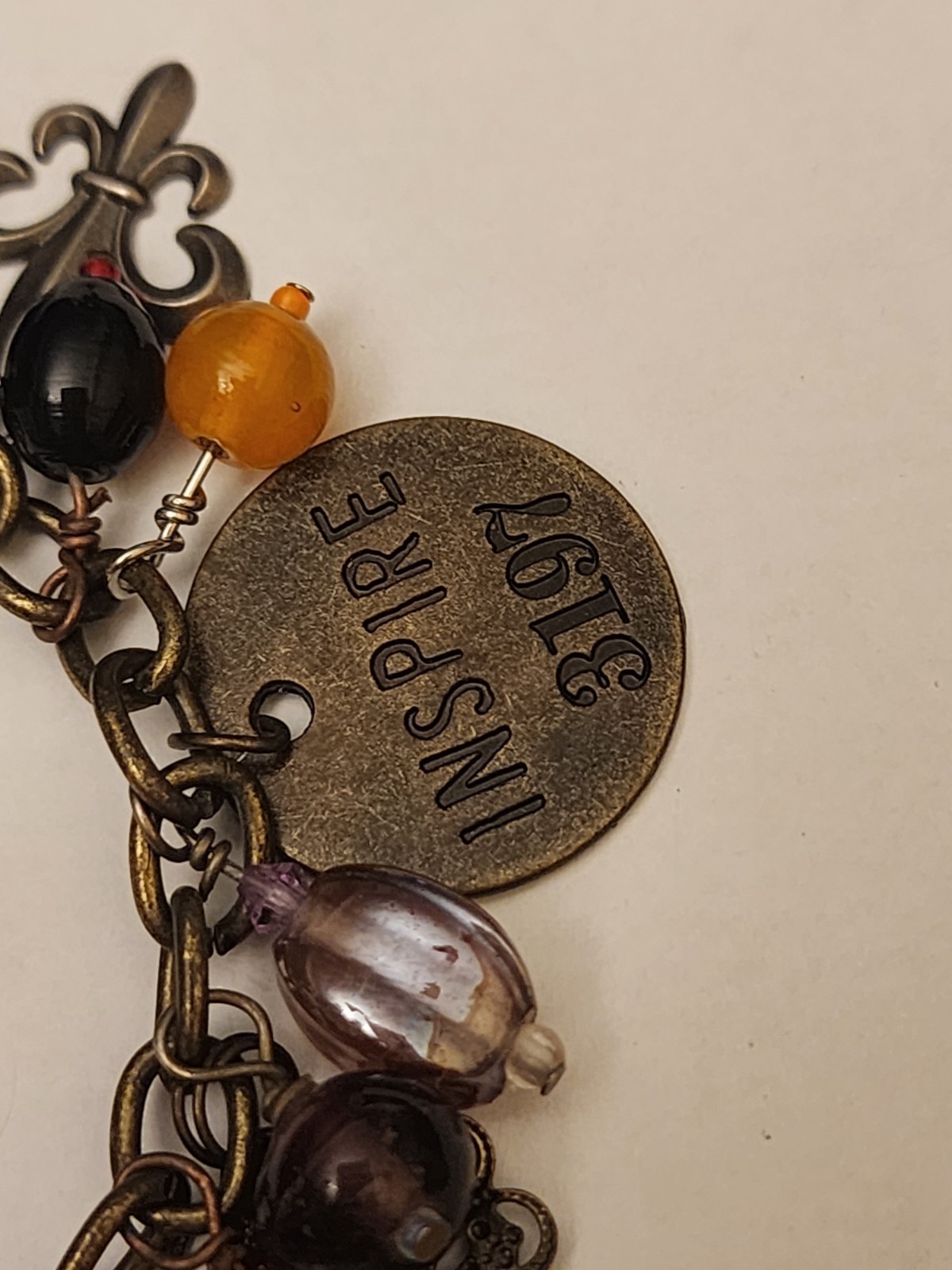 Handmade Found Objects Charm Bracelet, Dice, Type… - image 5