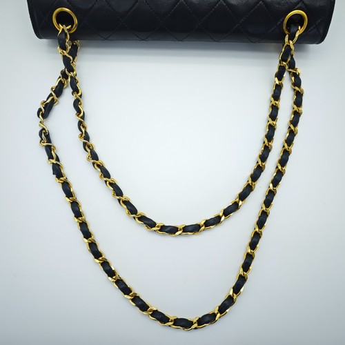 CHANEL Matelasse 25 Double Flap Vintage Chain Shoulder Bag Black Gold - Picture 13 of 24