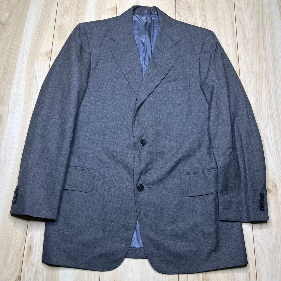 J. Prensa Para Hombres Gris Traje de Lana Dos Botones Manga Larga Blazer Frente Plano Pantalones 38 Foto 2 de 4