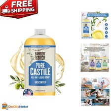 Unscented Natural Castile Soap, 32 oz Liquid - Gentle for All Skin Types