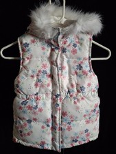 Gymboree Hooded Girls Vest With Snaps Floral Puffer Size S 5-6