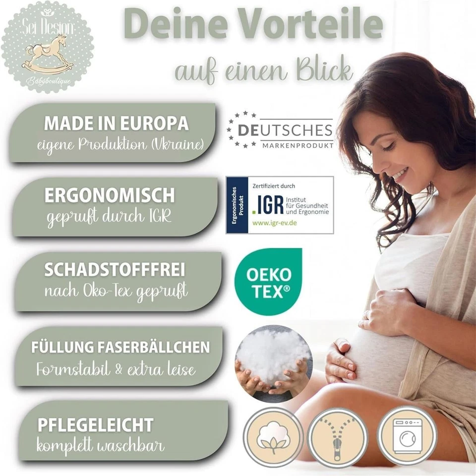 Stillkissen Lagerungskissen Schwangerschaftskissen | Öko Tex | 190x30 cm - Bild 3 von 4