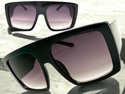 Oversized Exaggerated Vintage Retro Style SUNGLASSES X Large Thick Black Frame