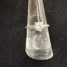 Vintage 925 Sterling Silver Solitaire Cubic Zirconia Ring Sz 7 Engagement