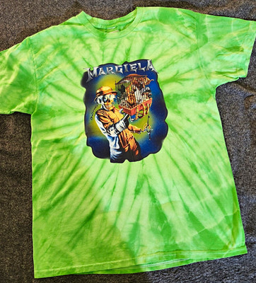 Maison Margiela Graphic Tie-Dye Men's T-Shirt L Green Crew Neck Short Sleeve
