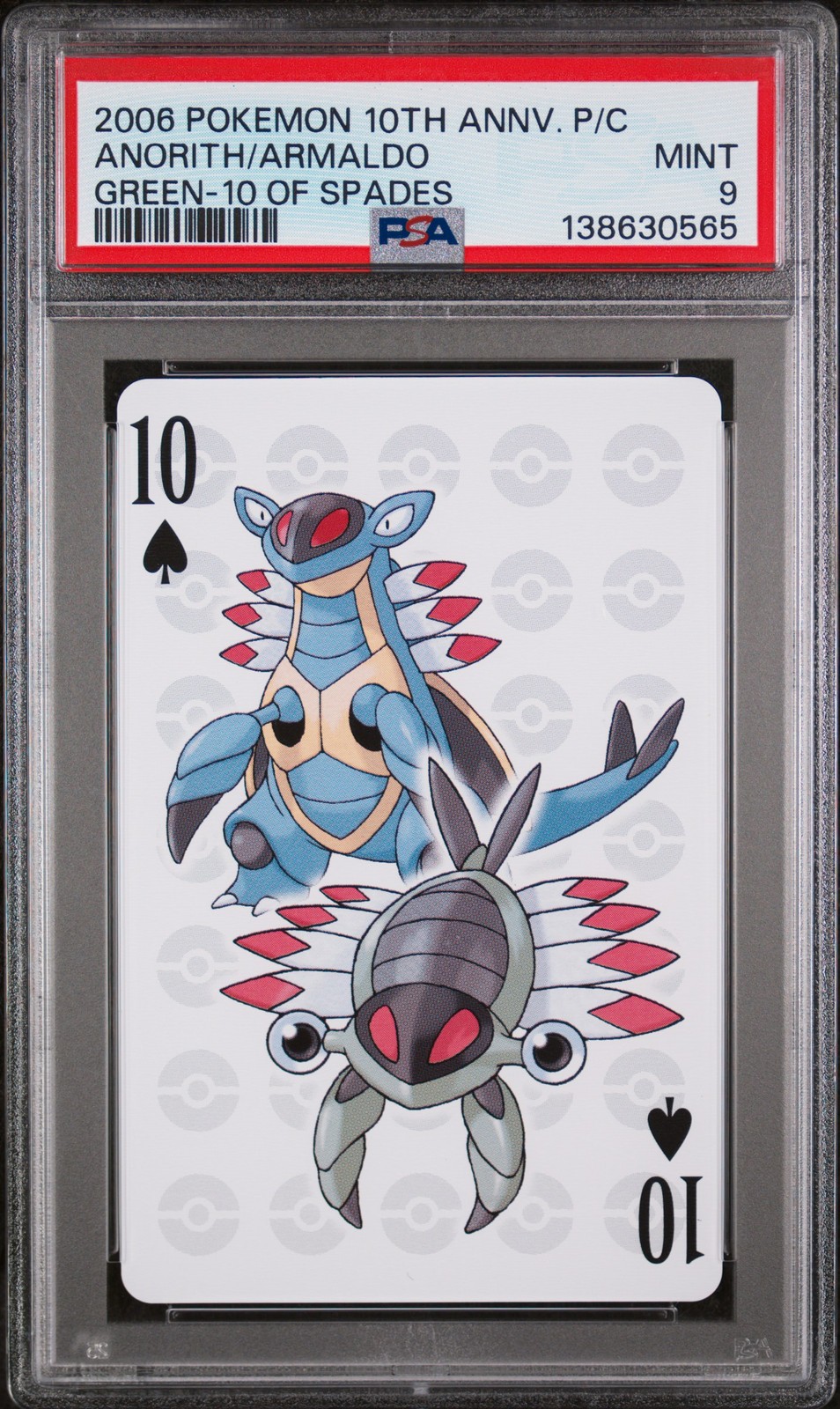 POKEMON CENTER 10TH ANNIVERSARY PLAYING CARDS GREEN DECK ANORITH/ARMALDO PSA 9
