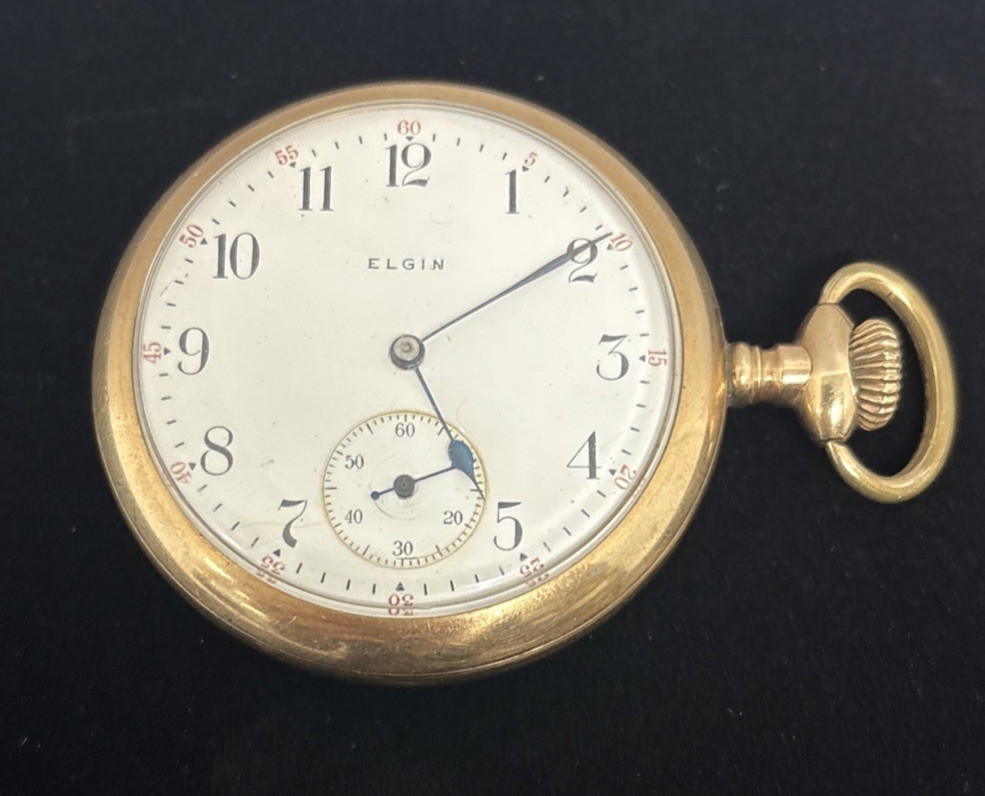 1919 Vintage Elgin Pocket Watch Gold Filled Size 16s 17 Jewels Made The U.S.A.