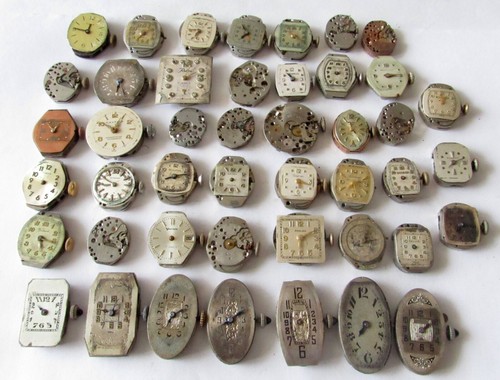 Lot of 45 Vintage Women's Wristwatch Movements for PARTS