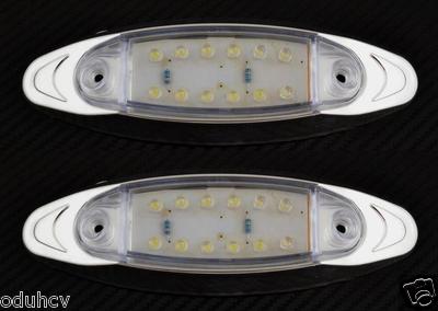 2pcs White 24V LED Front Chrome Marker Lights Truck Trailer Tipper
