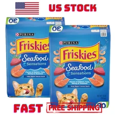 SET 2 30LBS Purina Friskies Seafood Sensations, Indoor Dry Cat Food FAST SHIP US