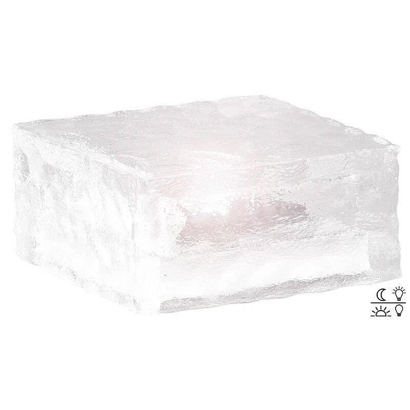 Lunartec Solar-LED-Glasbaustein mit Lichtsensor 4er-Set groß (10x10cm), IP44 - Bild 4 von 4