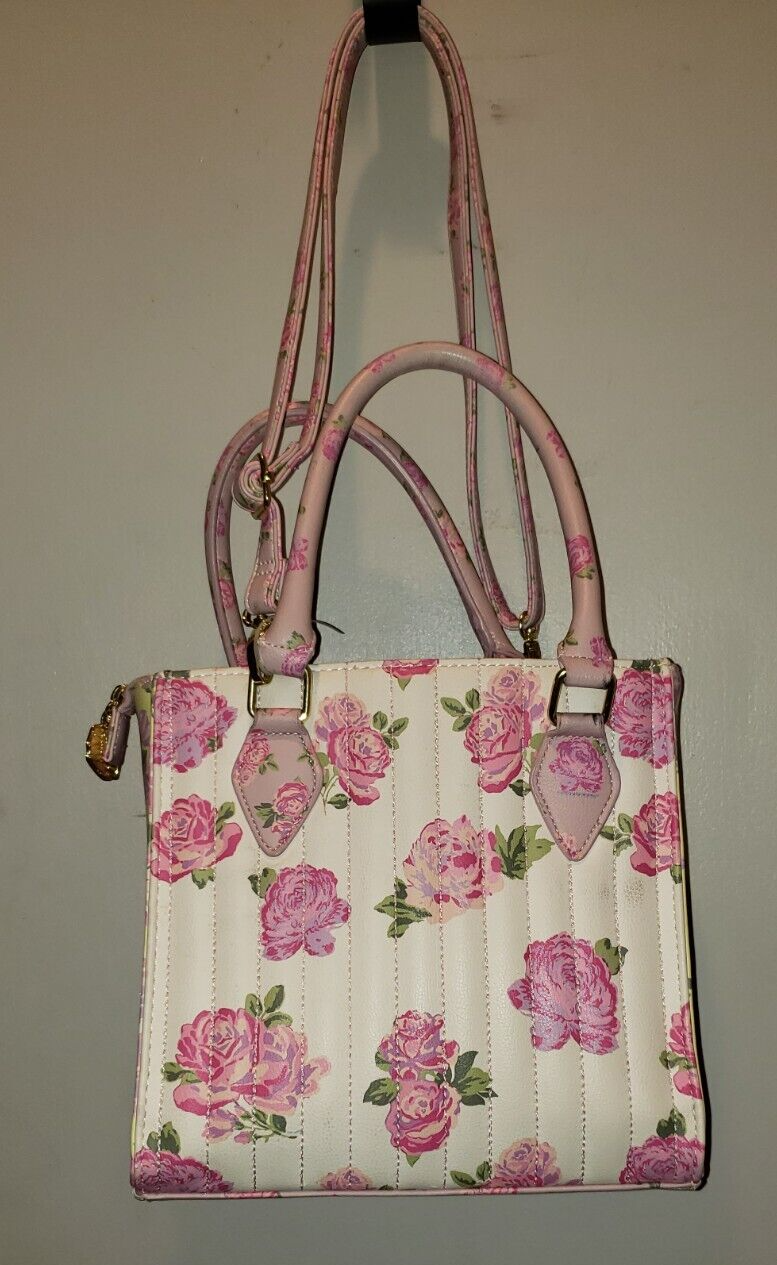 LUV BETSEY JOHNSON PINK FLORAL ROSES ADDY CROSSBODY HAND BAG PURSENEW