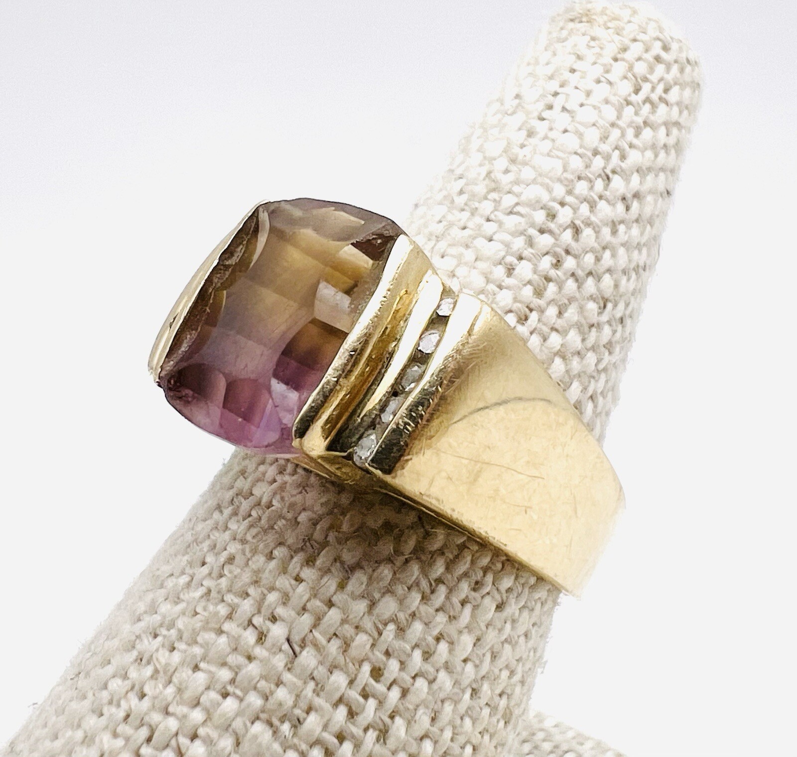 Exquisite 14k Solid Yellow Gold Solitaire Ametrin… - image 2