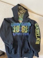 Cabela's Boys Youth Black Hoodie Sz Small Full Zip Long Sleeve Jacket