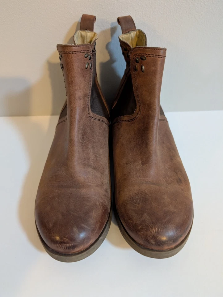 Olukai Womens Size 7 Boots Kualona Brown Leather Ankle Chelsea Stud Shoe Slip On - Image 3 of 4