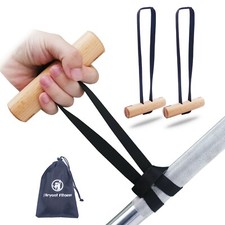 Pull Up Handles Wooden Grips for Deadlift Weightlifting Fitness Adjustable