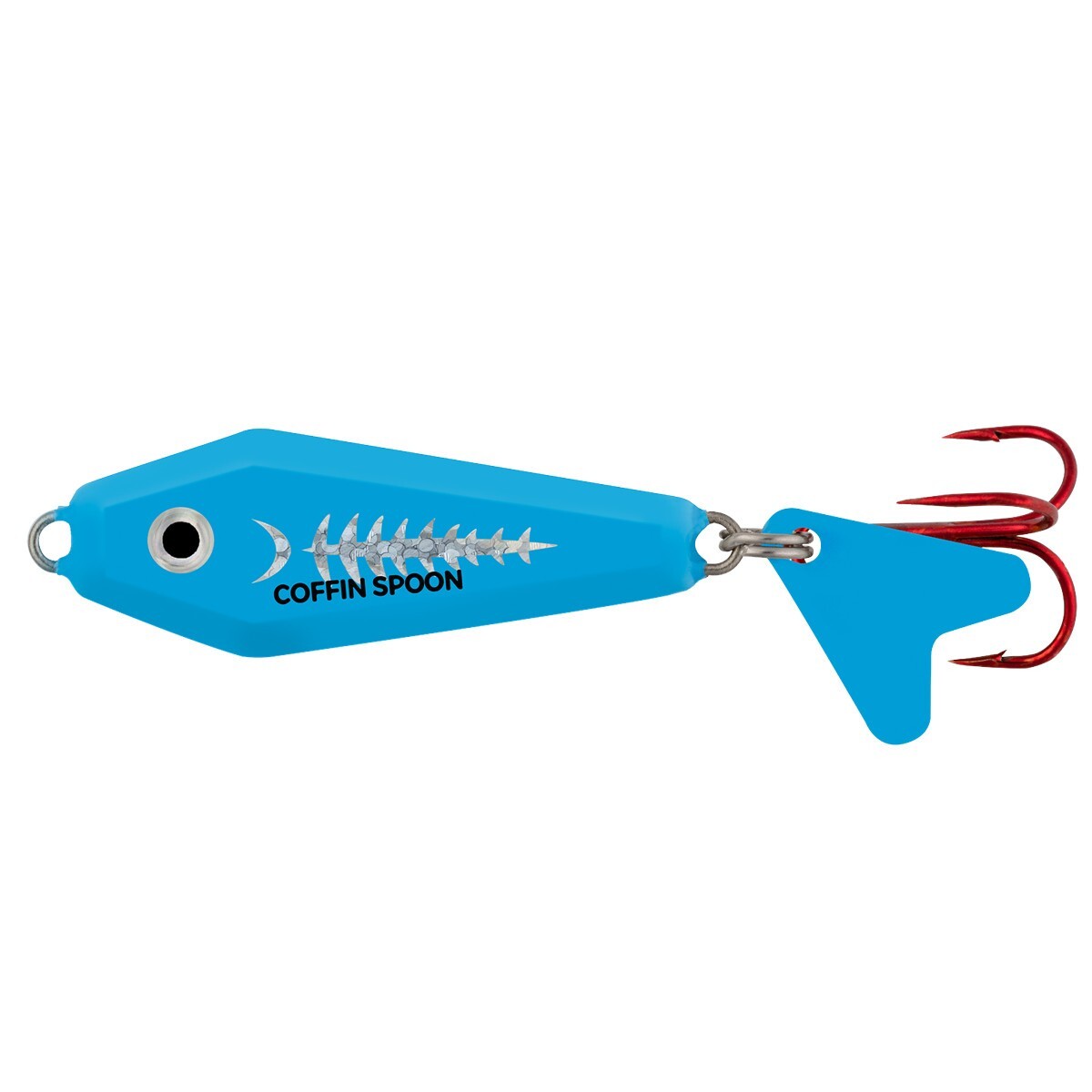coffin spoon fishing lure Buck-Shot 1/8 oz. Super-Glo Exo White Image body that lures fish from a wide radius The Buck Shot Coffin Spoon