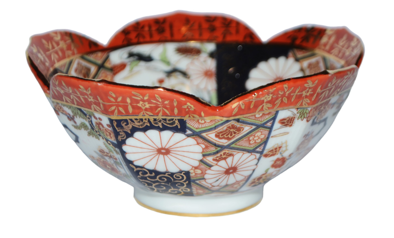 Vintage Saji Small Bowl Hand Painted Fine China Signed Japan Floral