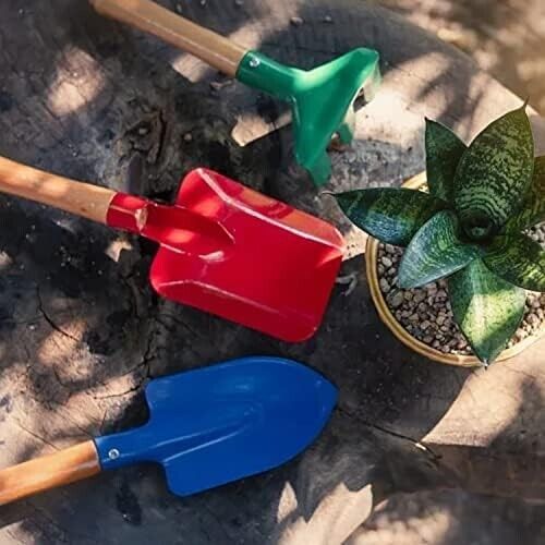 6 Piece 8'' Beach Toys for Kids Gardening Tools Sand Toys Set Metal Wooden New - Picture 4 of 8