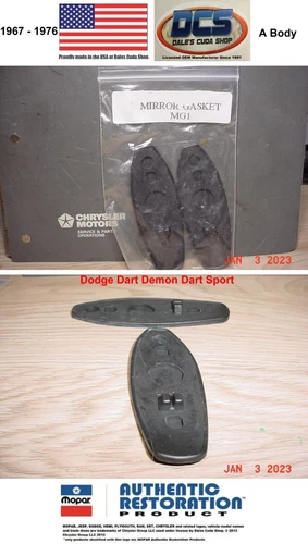 1967 76 Dart Demon Duster R & L Mirror Gaskets 2802303 NEW MoPar USA