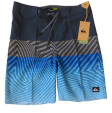 NWT Quiksilver Highline Boardshorts Men Size 29 Youth Boys 16 Blue Gray Blk