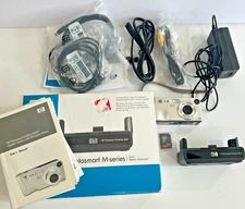 HP PhotoSmart M307 3.2MP Digital Camera + m dock = 2gig card Tested & Works