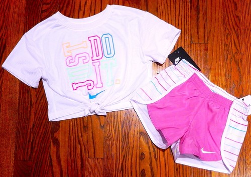 NIKE SPORT AUTHENTIC TODDLERS GIRLS ORIGINAL BRAND NEW 2Pc SHORTS SET Sz 4, NWT - Picture 5 of 5