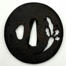 Japanese Antique Tsuba of Katana Samurai Sword Guard Iron Rare Design 73-E39