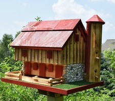 Barn bird feeder Red  Silo  Amish handmade