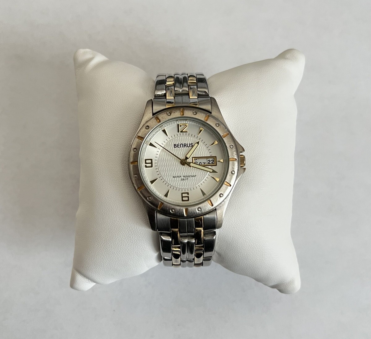 Benrus Men's Watch Day Date Two Tone BN6011 138 PC33 Japan Water