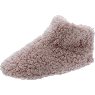 Dearfoams Womens Faux Fur Pull On Bootie Slippers Shoes BHFO