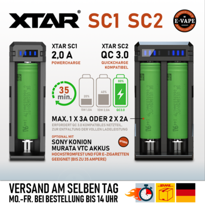 XTAR SC1 SC2 QC3.0 Li-Ion Akku Schnell Ladegert mit 1 / 2 Schacht 18650  21700 | eBay.de