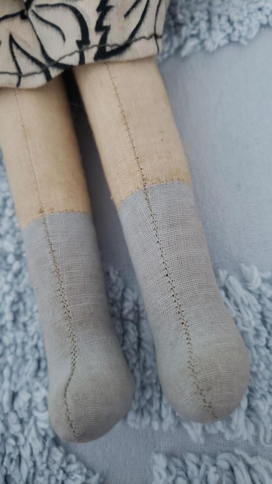 Vintage Polish/Poland Jointed Cloth Sawdust Doll Plastic Face Hair