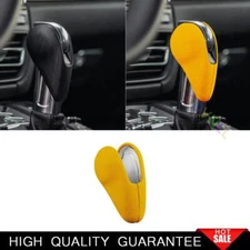 For Porsche Macan Panamera 718 Yellow Suede Central Console Gear Shift Knob Trim