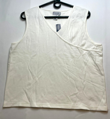 Jennifer Moore v neck shirt womens XL sleeveless 3385WHT135 Macy's white new